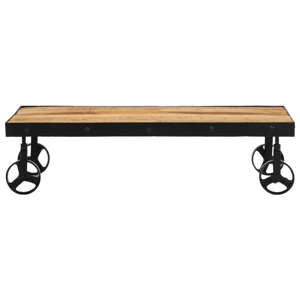 Tavolino da salotto | Tavolino da caff¨¨ | Tavolino da Soggiorno con Ruote Legno Massello Mango 100x55x26 cm