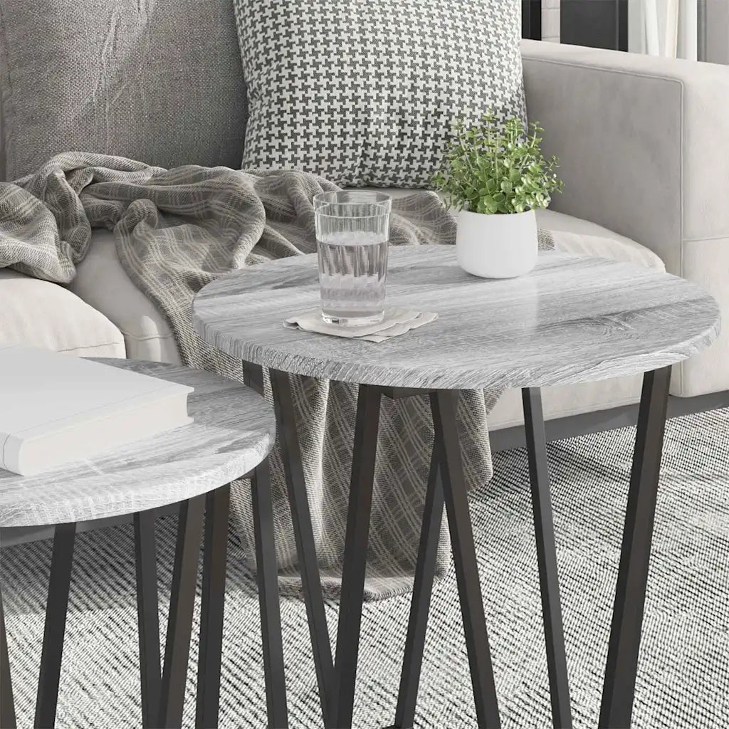 Set tavolini 2 pz | Tavolo laterale Grigio Sonoma e Nero