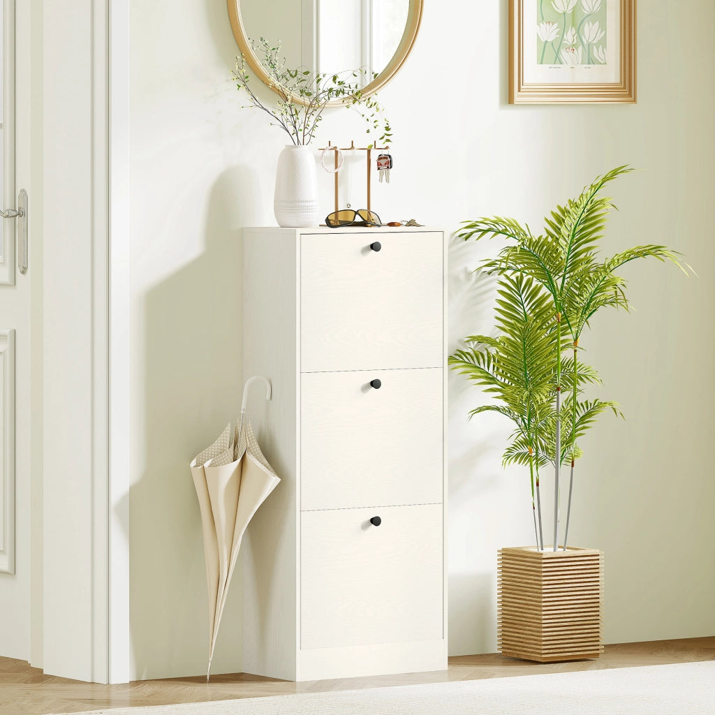 Cassettiera 3 ante con ripiani regolabili ¨C zephmum ¨C Bianco 47x28x115 cm