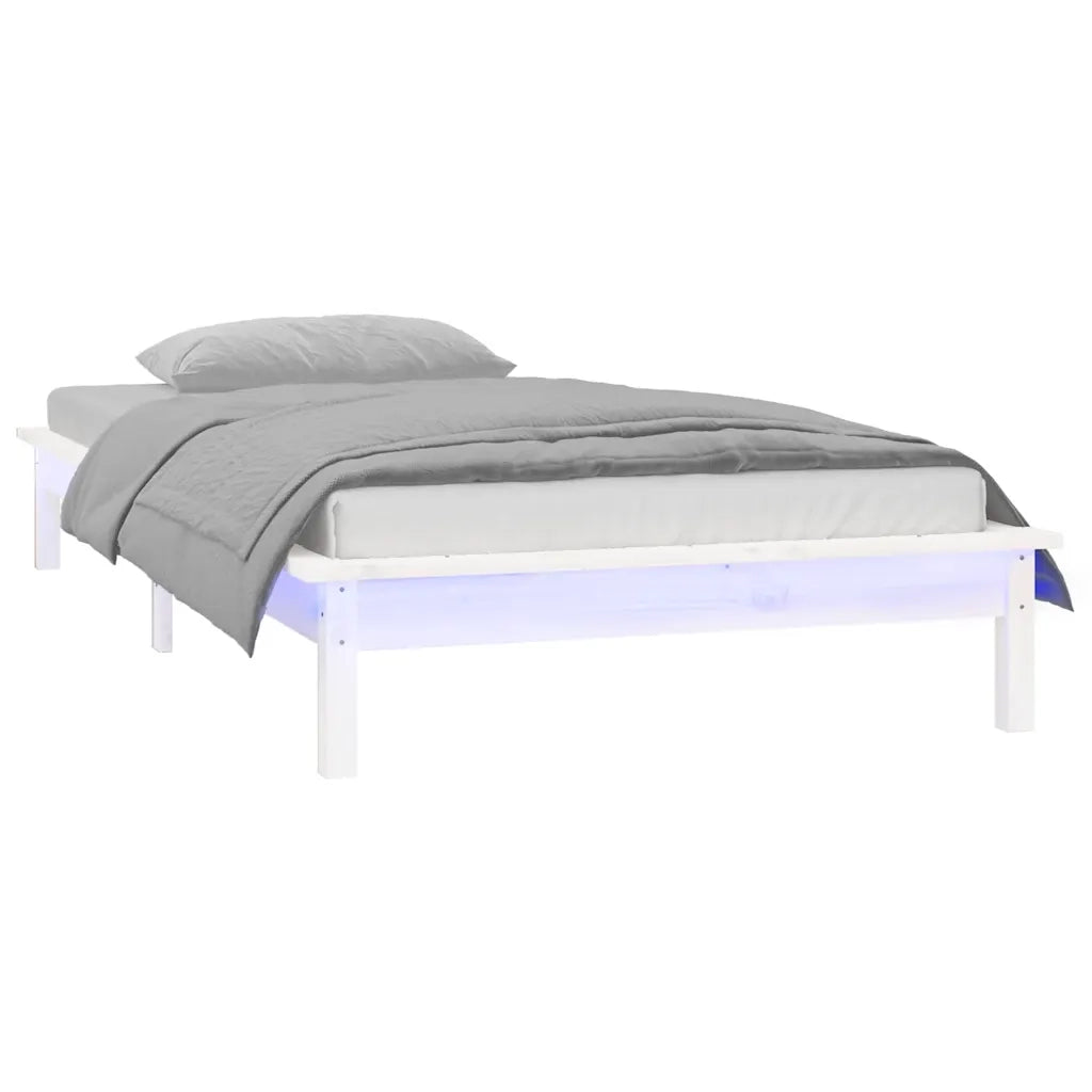 Giroletto con LED Bianco 90x190 cm Single in Legno Massello 820637
