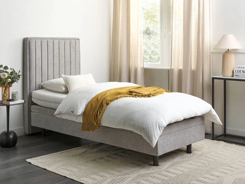Letto Tessuto Grigio Chiaro Elettrico Regolabile con Telecomando 80 x 200 cm