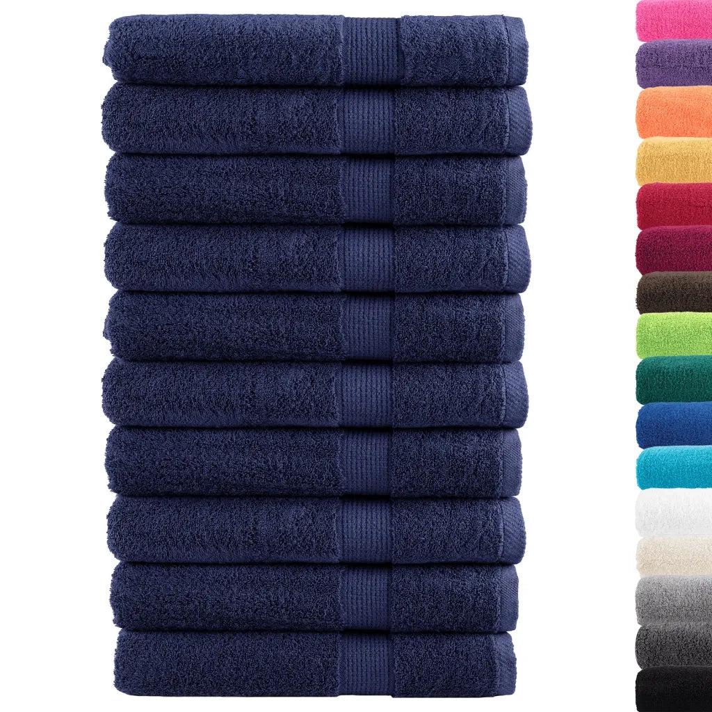Asciugamani Premium SOLUND 10 pz | Teli per bagno Blu Navy 100x200 cm 600 g/m2