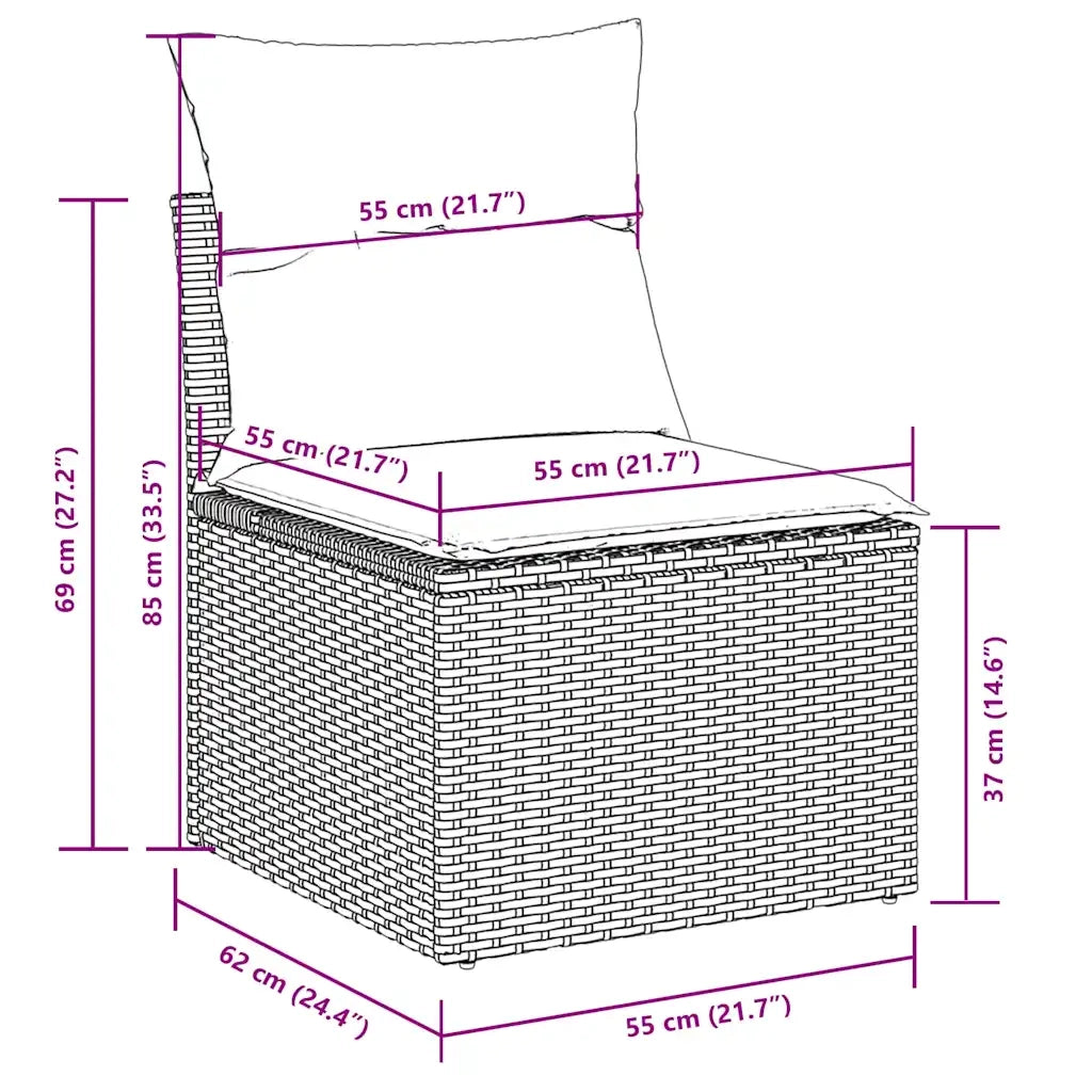 Set Divani da Giardino 7pz con Cuscini Grigio Chiaro Polyrattan 3221421