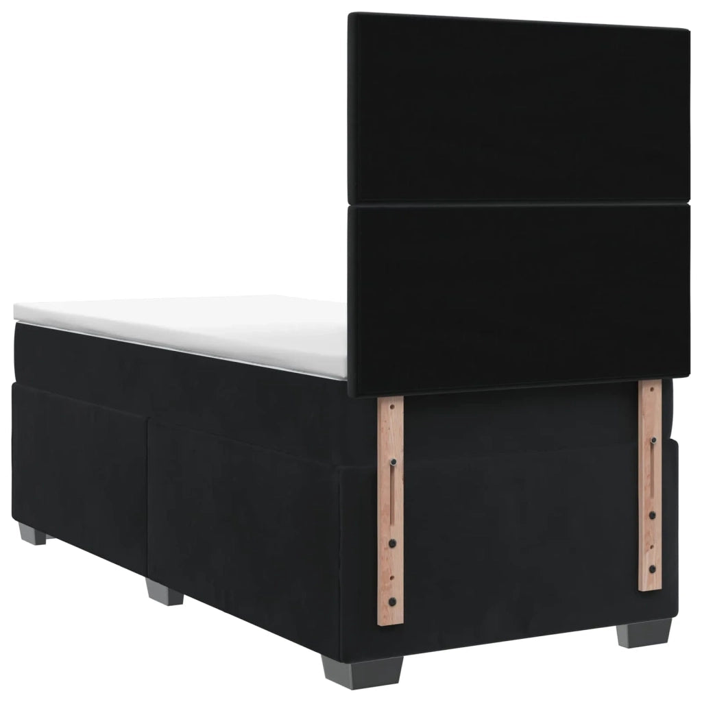 Letto box spring con materasso Nero 100 x 200 cm Velluto 3453592