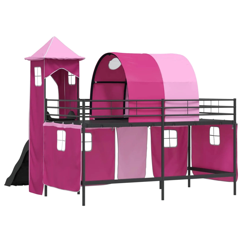 Struttura del letto loft per bambini Nero e rosa 100 x 200 cm 42020890