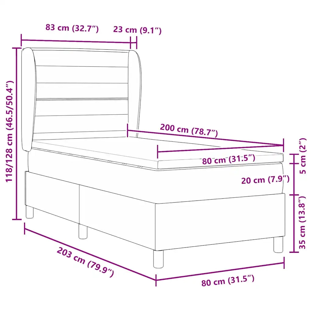 Letto a molle con materasso Nero 80 x 200 cm Tessuto 3340468
