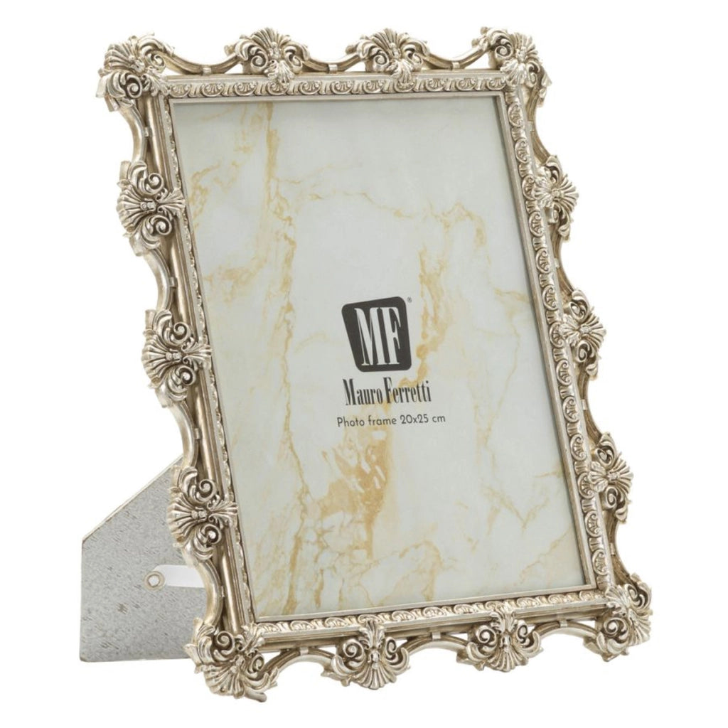 Cornice portafoto Florence argento barocca con rose e volute 20x25 cm