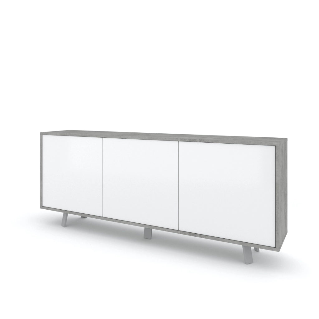 Buffet 3 ante VELBRUK cemento/bianco lucido
