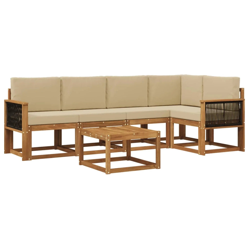 Set di divani da esterno 6 pz Naturale e Beige 3385234