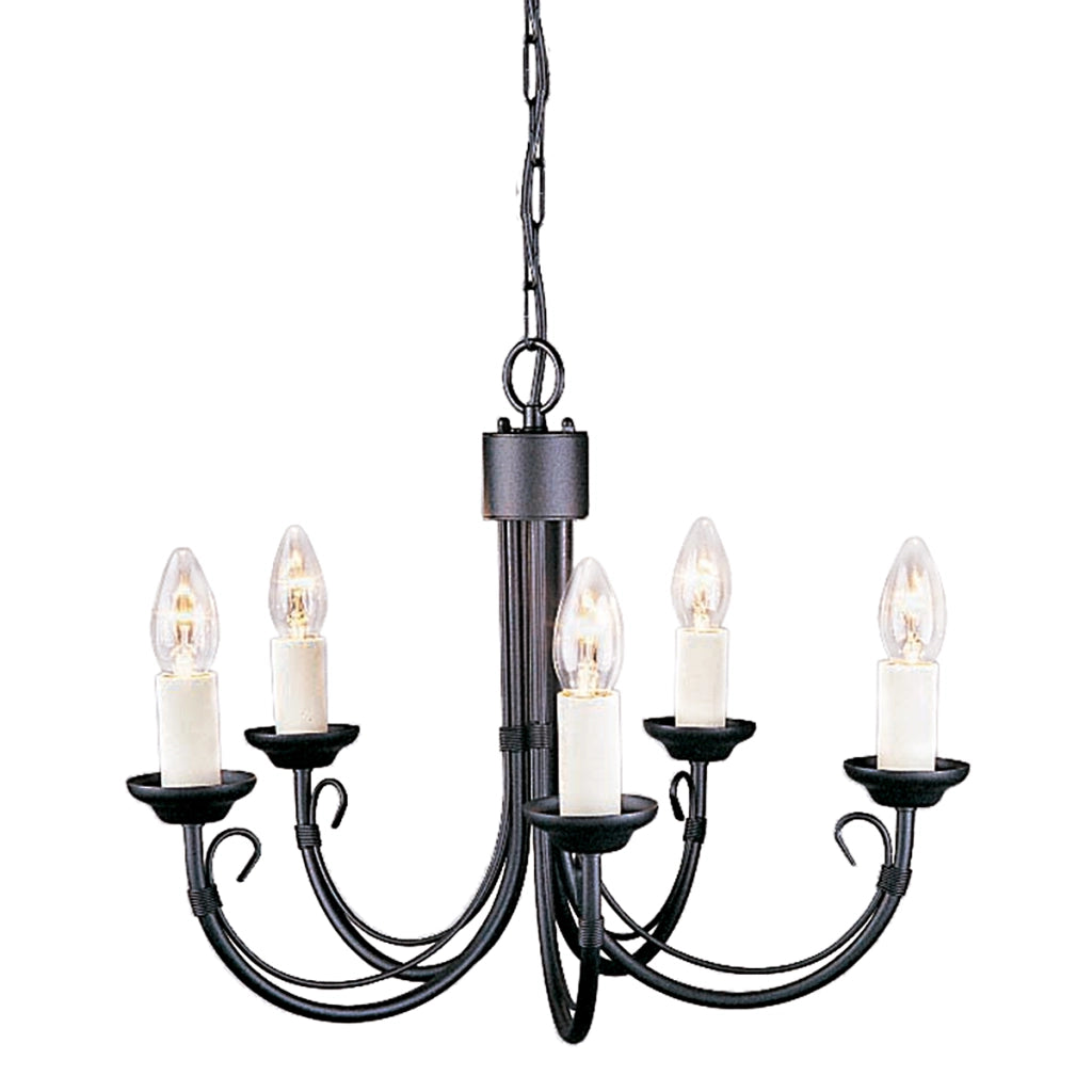 Lampadario rustico nero in metallo Chartwell 5xE14 Elstead