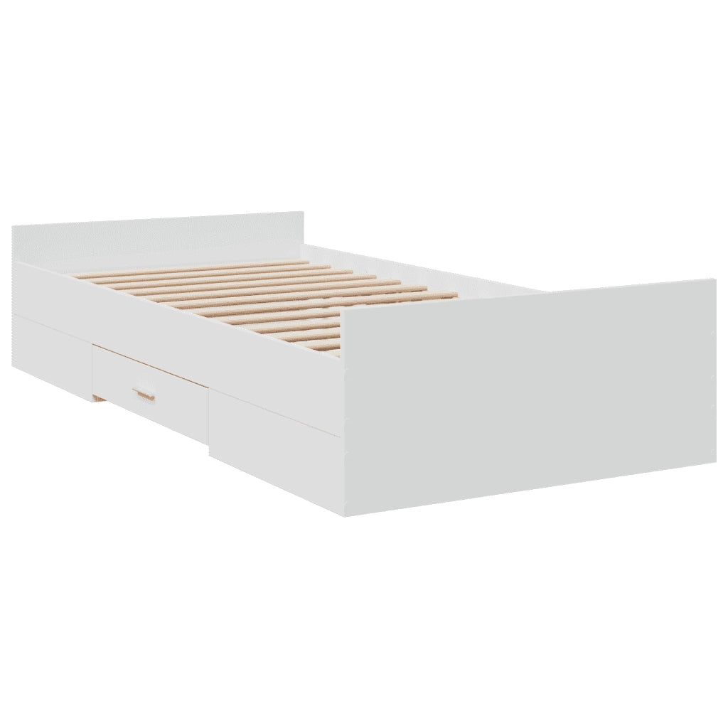 Giroletto con Cassetti Bianco 90x190 cm in Legno Multistrato 3280342
