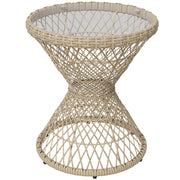 Tavolino da salotto ¨C zephmum ¨C vetro, rattan, 45x45x52, natura