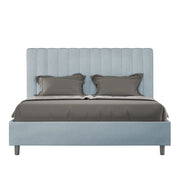 BS COM Letto matrimoniale francese contenitore imbottito 140x190 microfibra azzurro