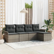 Divano da esterno con cuscino 5 pcs Grigio polyrattan 3345319