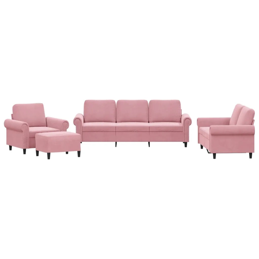 Set di Divani 4 pz con Cuscini rosa in Velluto 3202183