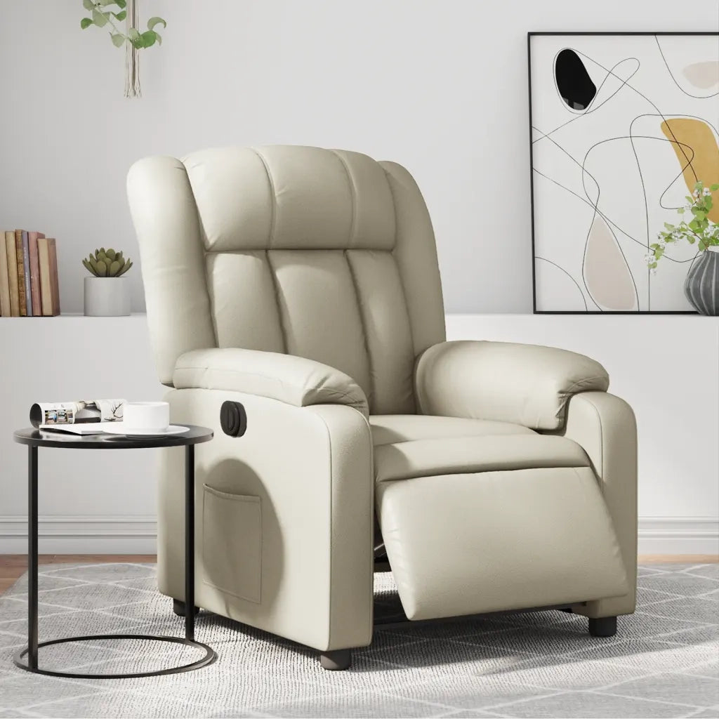 Poltrona | Sedia Relax Reclinabile Elettrica Crema in Similpelle