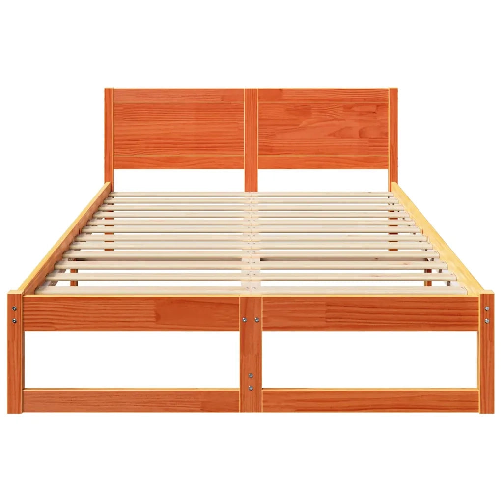Letto matrimoniale | Letto per adulti | Struttura del letto Marrone cerato 120 x 190 cm Pino massello