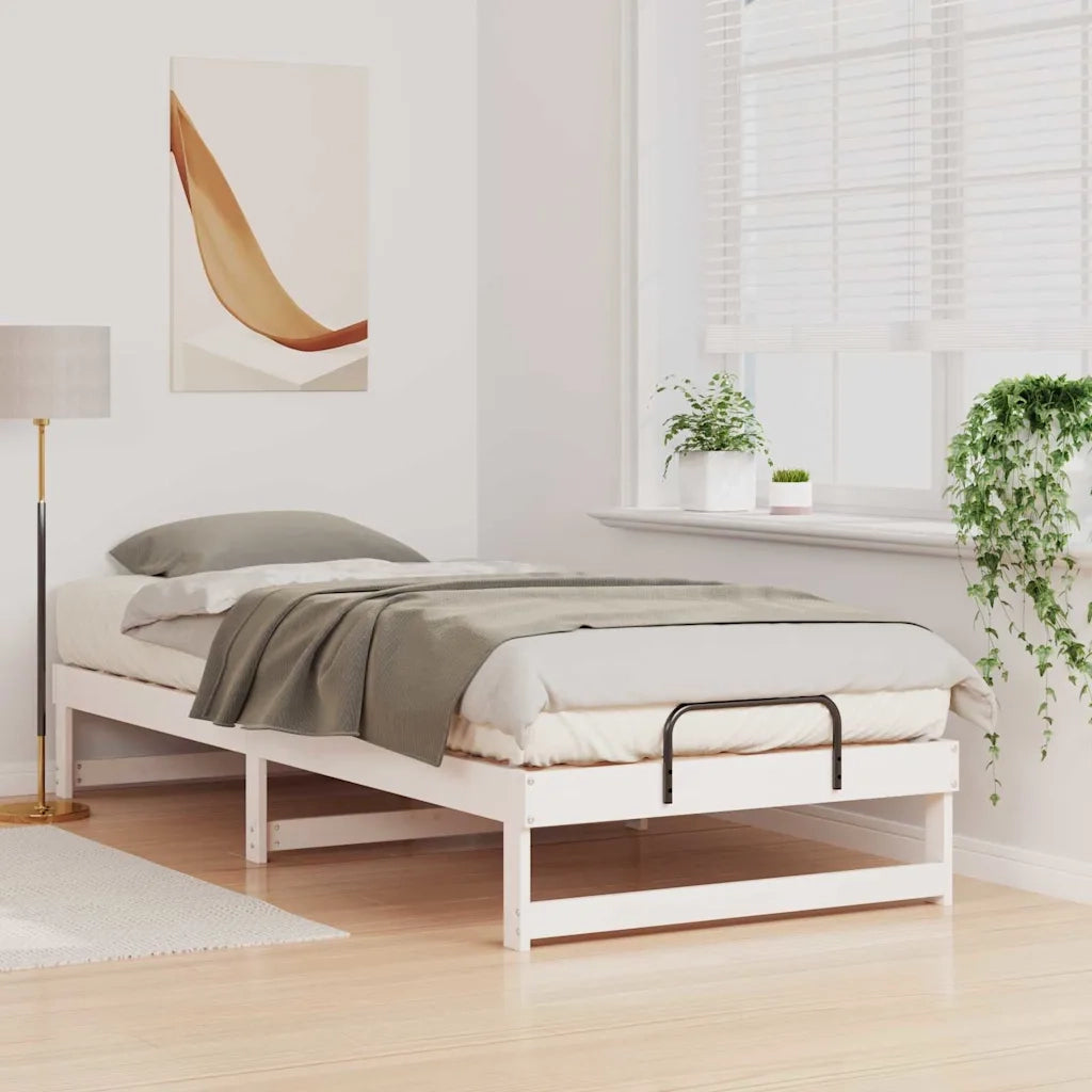 Letto singolo | Letto per adulti | Struttura del letto Bianco 100 x 220 cm Pino massello