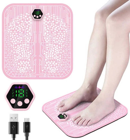 6 modi 19 livelli massaggio alle caviglie EMS-stimulator cuscino vibrante per la riduzione del dolore muscolare pannello di massaggio fisico per le gambe, colore rosa
