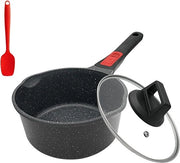 Piatto in acciaio inox 16 cm con coperchio, pentola, induzione, antiaderente, 1,5 l, pentola a latte con beccuccio, con maniglia rimovibile, adatto a tutti i tipi di forni, forno e lavastoviglie resistente.