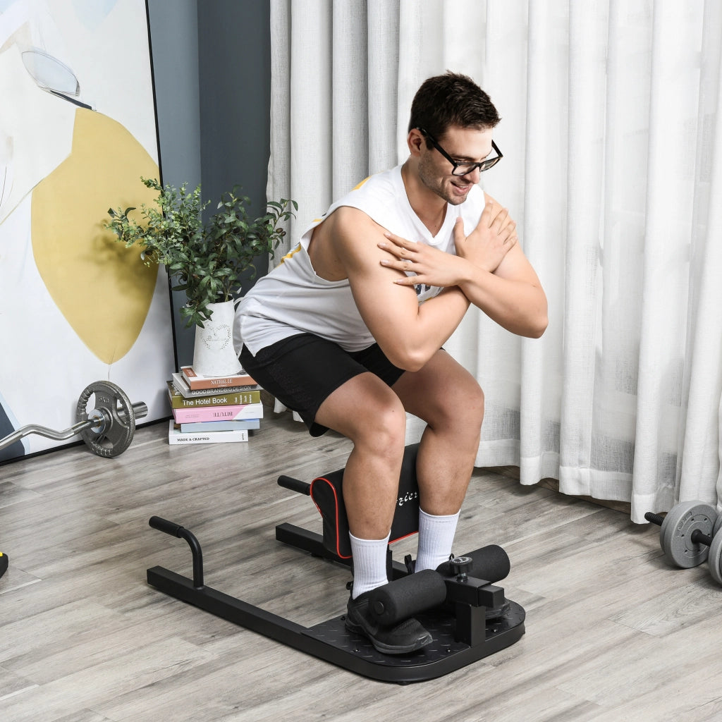 Sissy Squat Squat Trainer 3 in 1, regolabile fino a 120 kg, acciaio nero, attrezzo per allenare gambe e addominali per allenamenti efficaci.