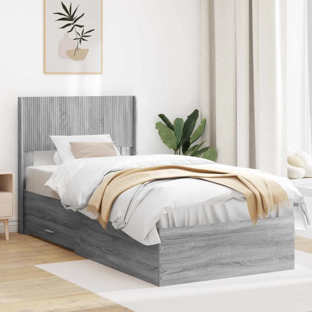 Struttura del letto con stoccaggio e testata Sonoma grigio 3414504