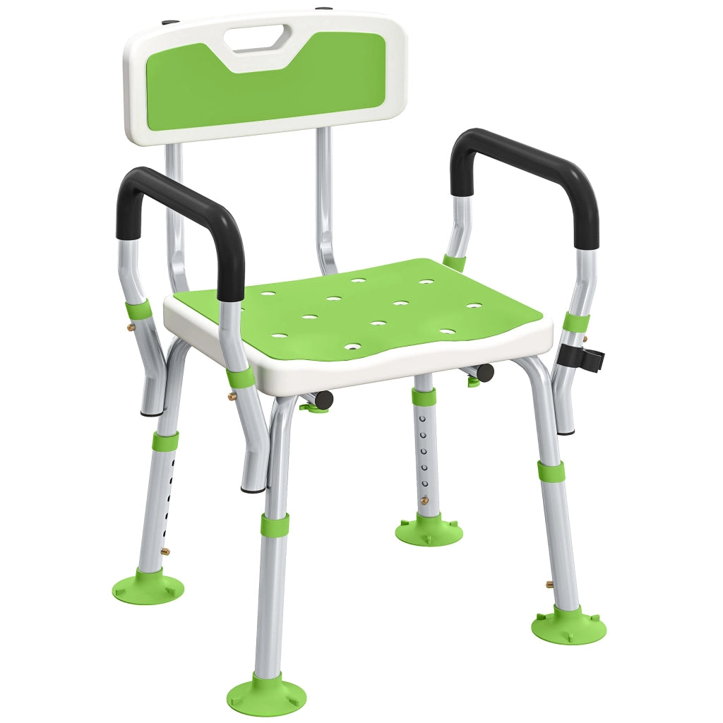 Sgabello da Doccia ¨C Xylo ¨C Altezza Regolabile Bianco e Verde 56,5x53,5x87cm