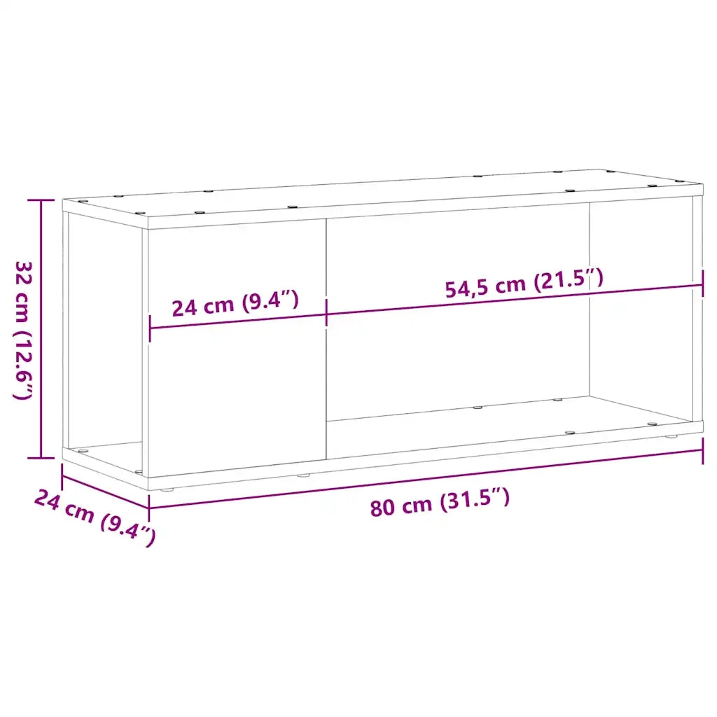 Set mobile TV 80 x 24 x 32 cm Rovere Nero Legno ingegnerizzato 862694