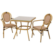 Set tavolo e 2 sedie marrone, tavolo: 70x70x72. sedia (2): 55x58x88
