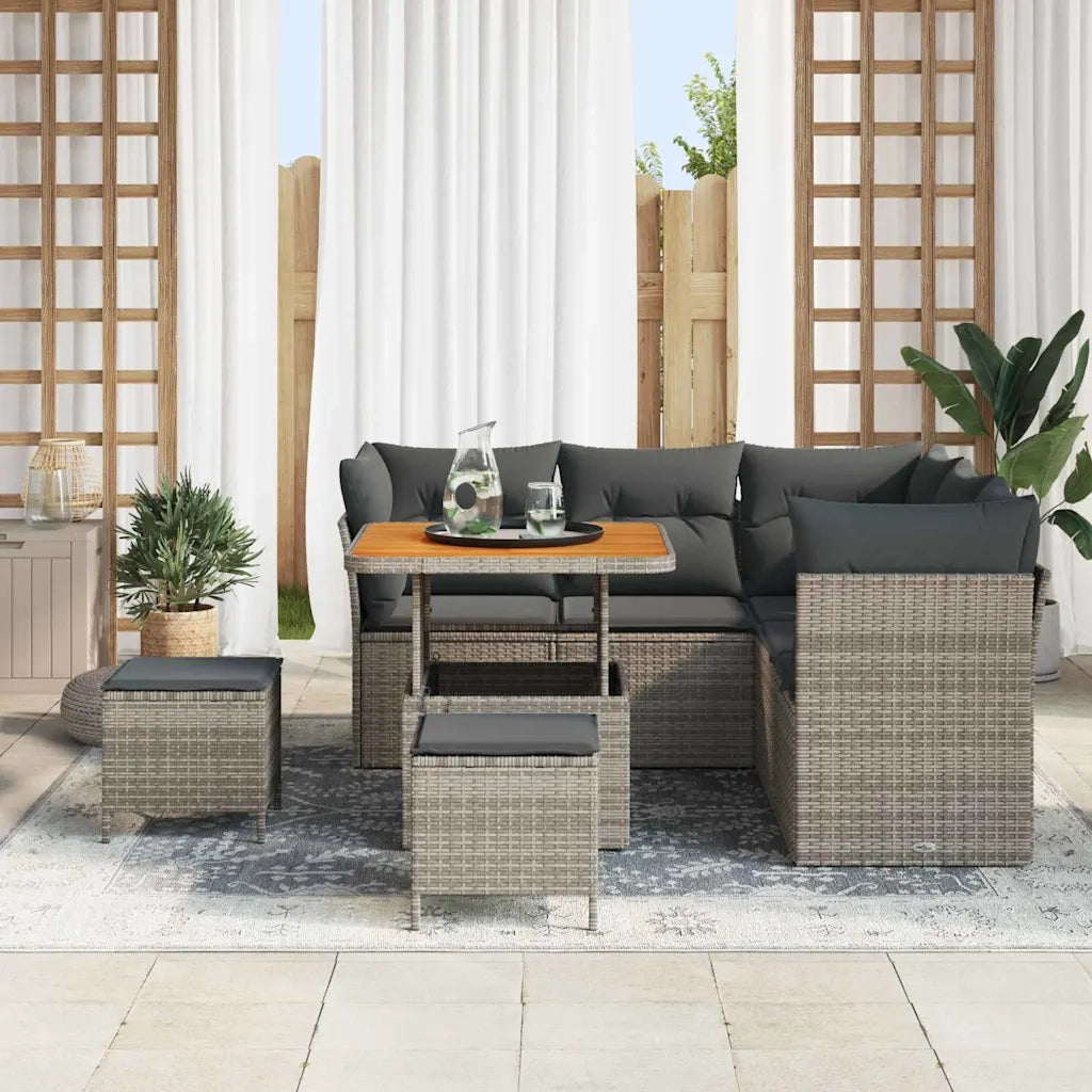 Set Divano da Giardino con cuscino 8 pcs Grigio 3363433