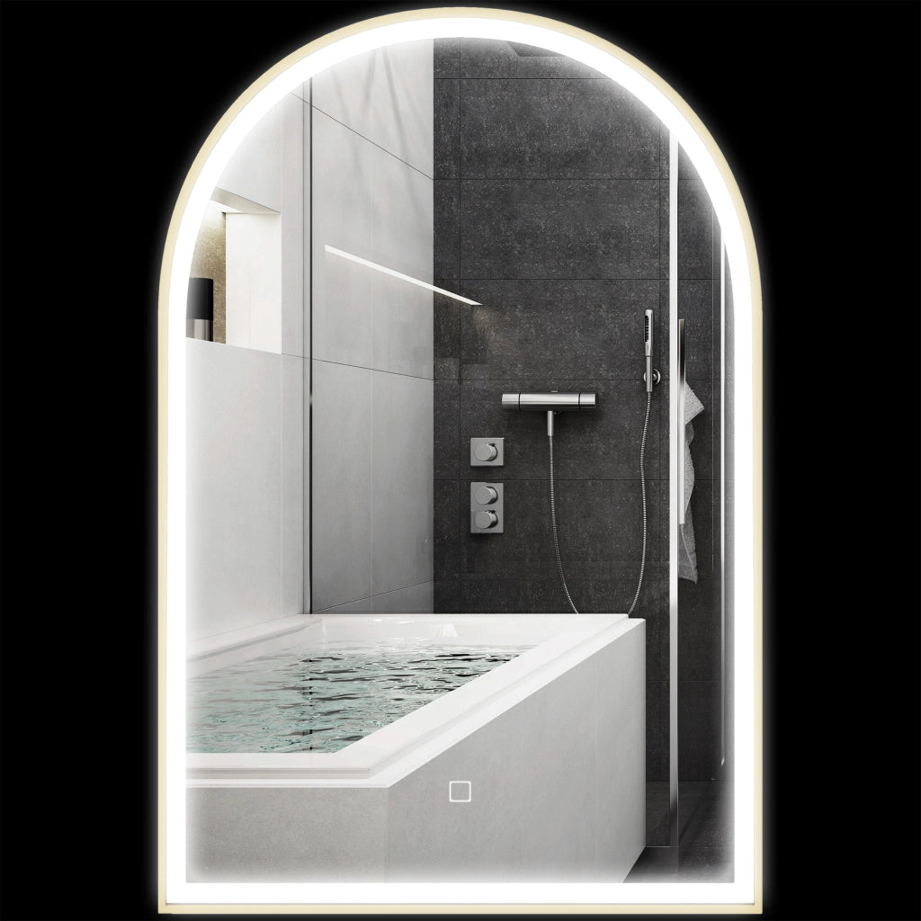 Specchio LED da Bagno ¨C zephmum ¨C Bianco, Alluminio, 90x60cm