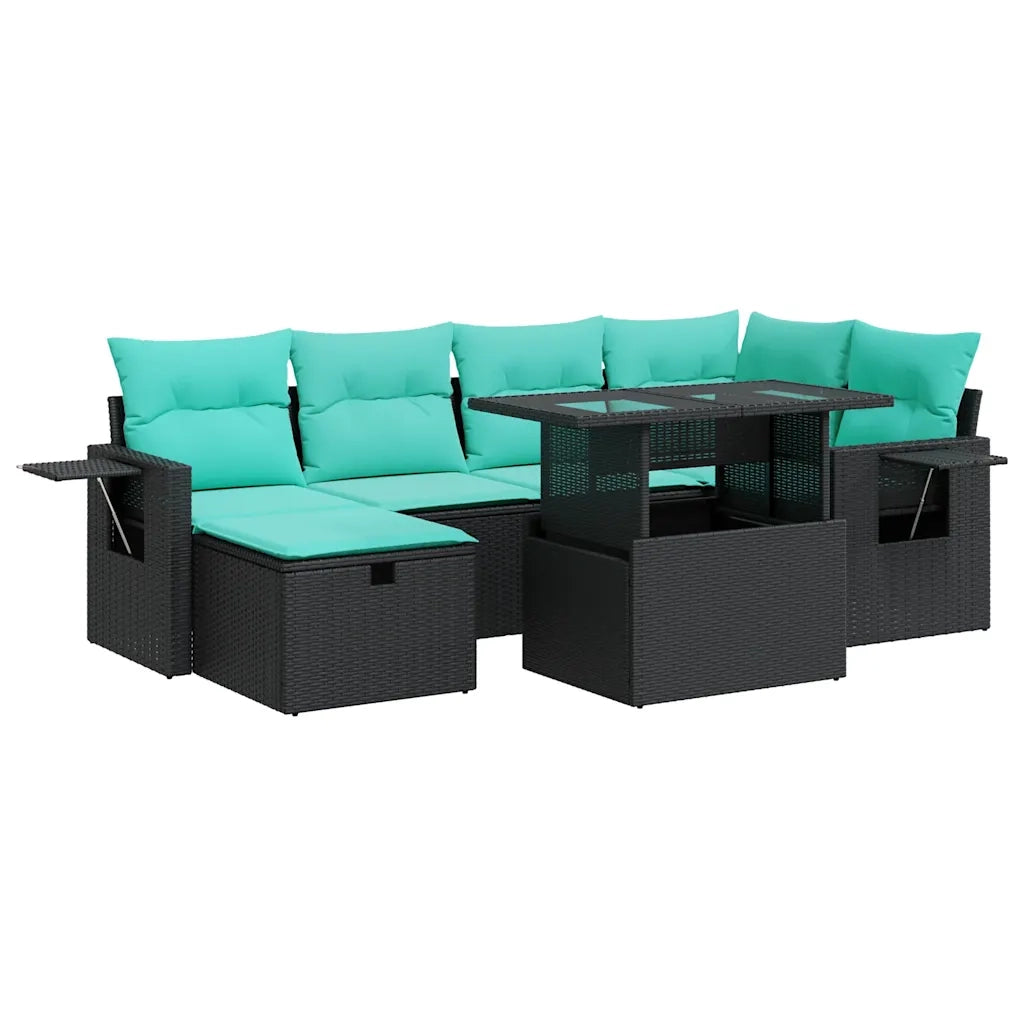 Set Divani da Giardino 7pz con Cuscini Grigio Polyrattan Acacia 3327857