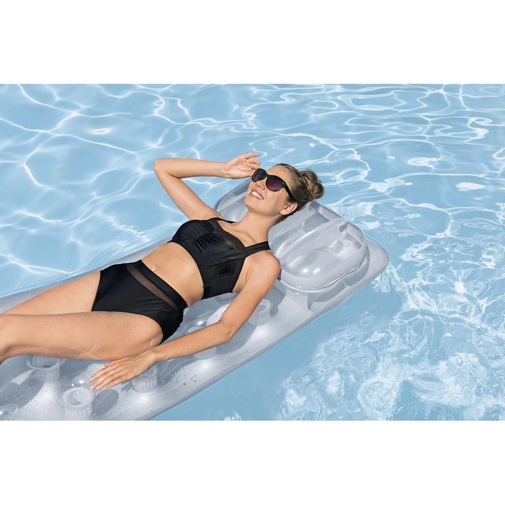 Trade Shop - Materasso Gonfiabile 188x71cm Argentato Trasparente Con Cuscino Per Piscina Lago 43024 -