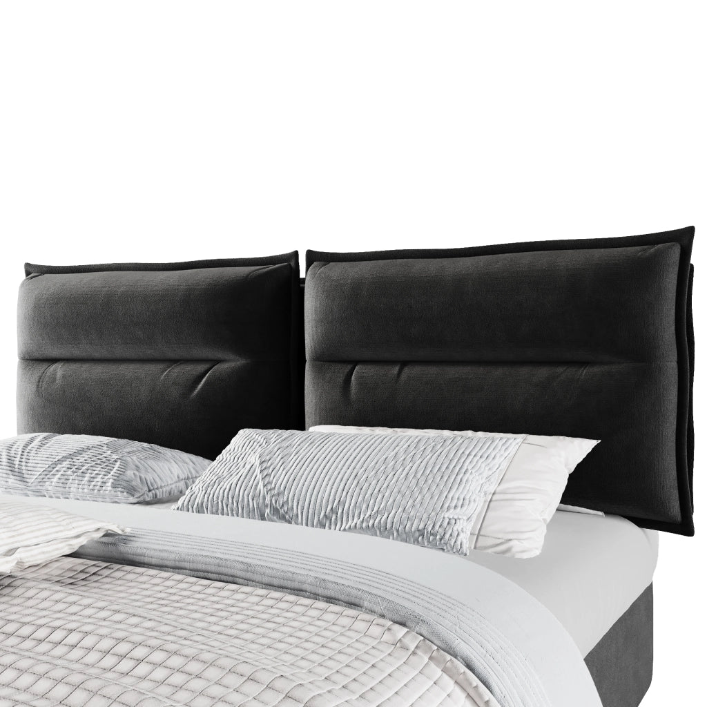 letto imbottito velluto nero 140x200 cm