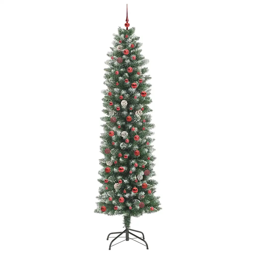 Albero di Natale Artificiale Sottile Verde e Bianco 240 cm 3395317