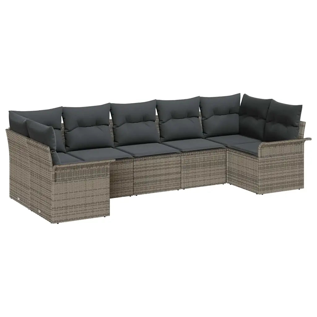 Set Divano da Giardino con cuscino 7 pcs Grigio Poly Rattan 3354178