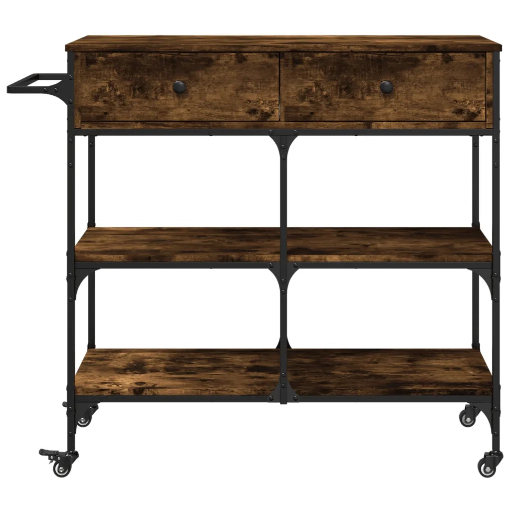 Carrello da Cucina-Scaffale per Cucina Rovere Fumo 105x42x95 cm Legno Multistrato