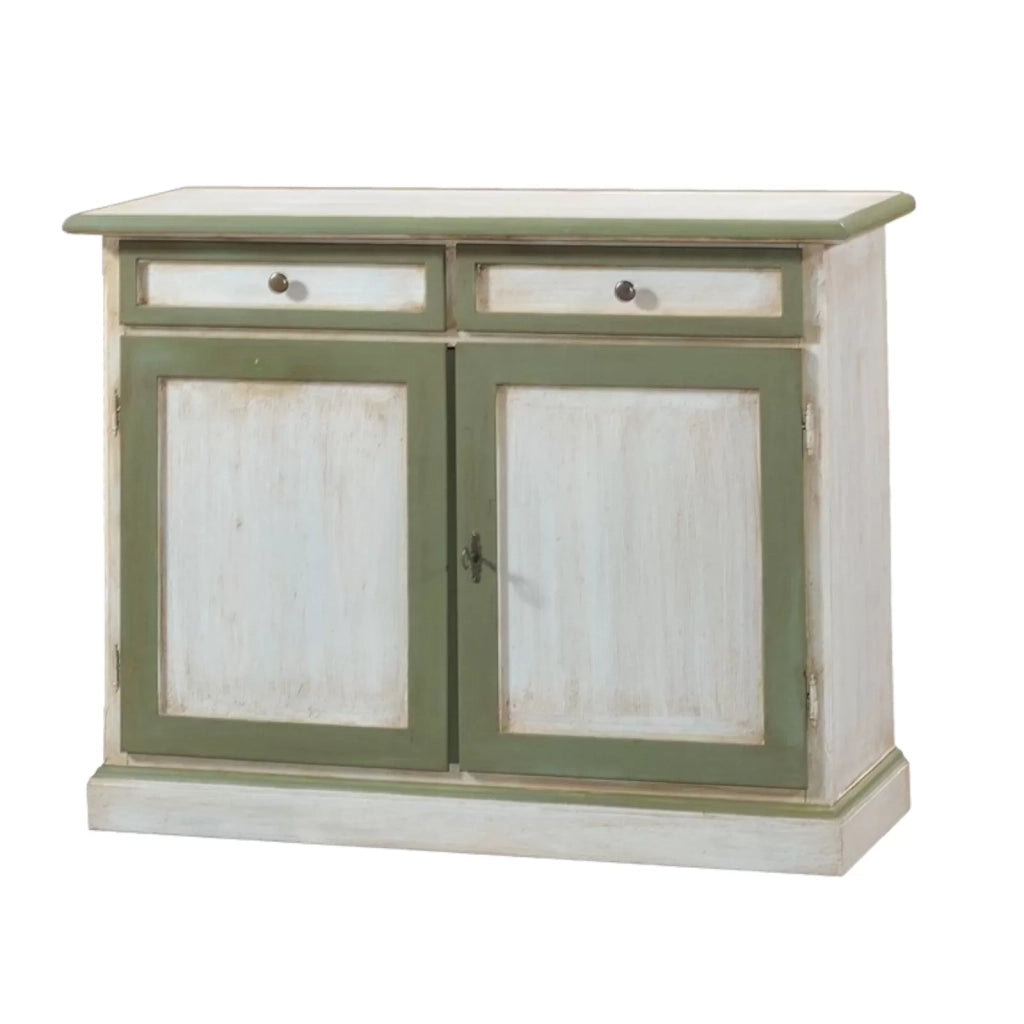 Madia credenza in legno bicolore cerato bianco/verde l.105 p.42 h.85 - Mobili 2G