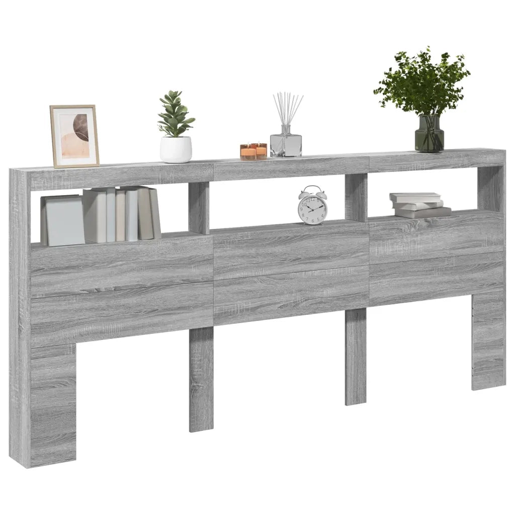 Testiera | Testata con Contenitore a LED Grigio Sonoma 220x17x102 cm