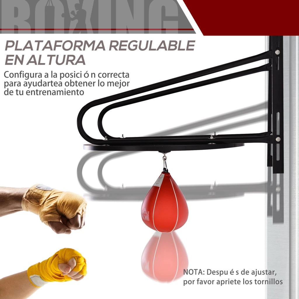 Sacco da boxe con supporto a muro girevole ¨C zephmum ¨C Nero e rosso 60x73x80 cm