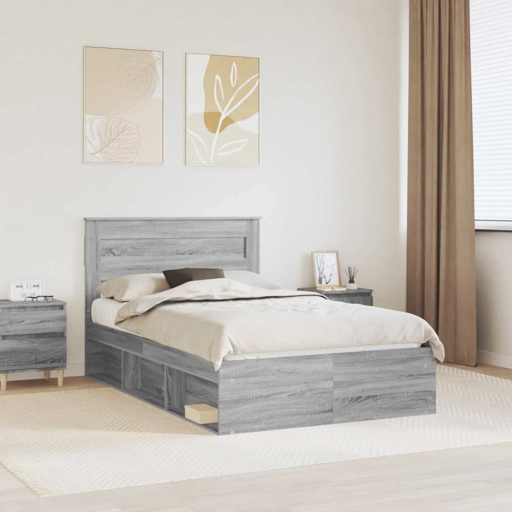 Struttura del letto Grigio Sonoma 135 x 190 cm Pino massello 3409772