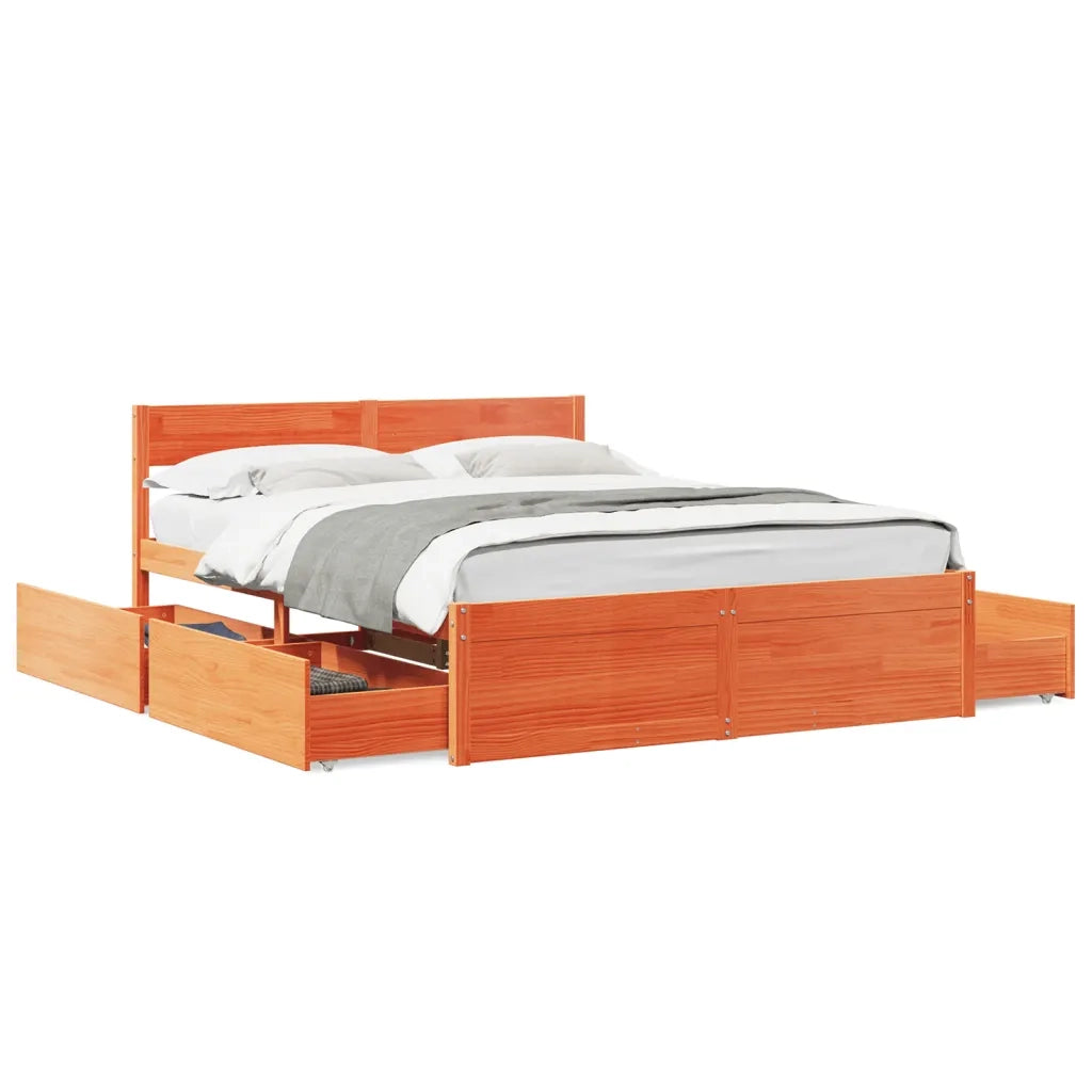 Letto senza Materasso-Struttura Letto Marrone Cera 160x200 cm in Legno di Pino 446590