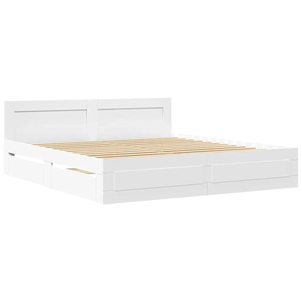 Letto matrimoniale | Letto per adulti | Struttura del letto 2 pcs Bianco 193 x 203 cm Legno multistrato