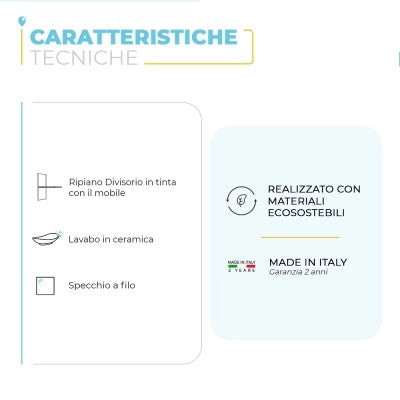 Mobile bagno sospeso 80 cm grigio cemento con vani a giorno completo di lavabo e specchio Master