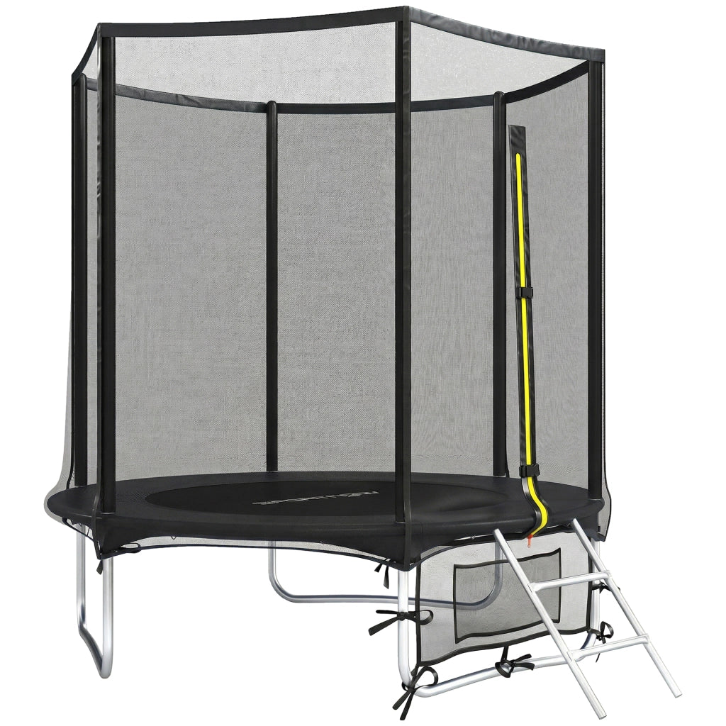 Trampolino da giardino ?183 cm ¨C Xylo ¨C con rete di sicurezza e scala, nero
