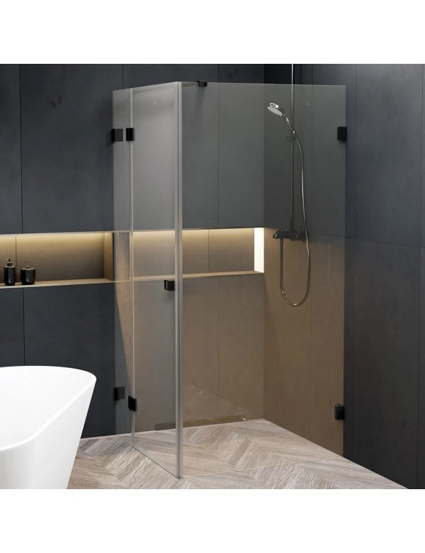 Box doccia angolare destro SCANDIC NXT 203 RIHO 90x90 x200cm con cerniera nera
