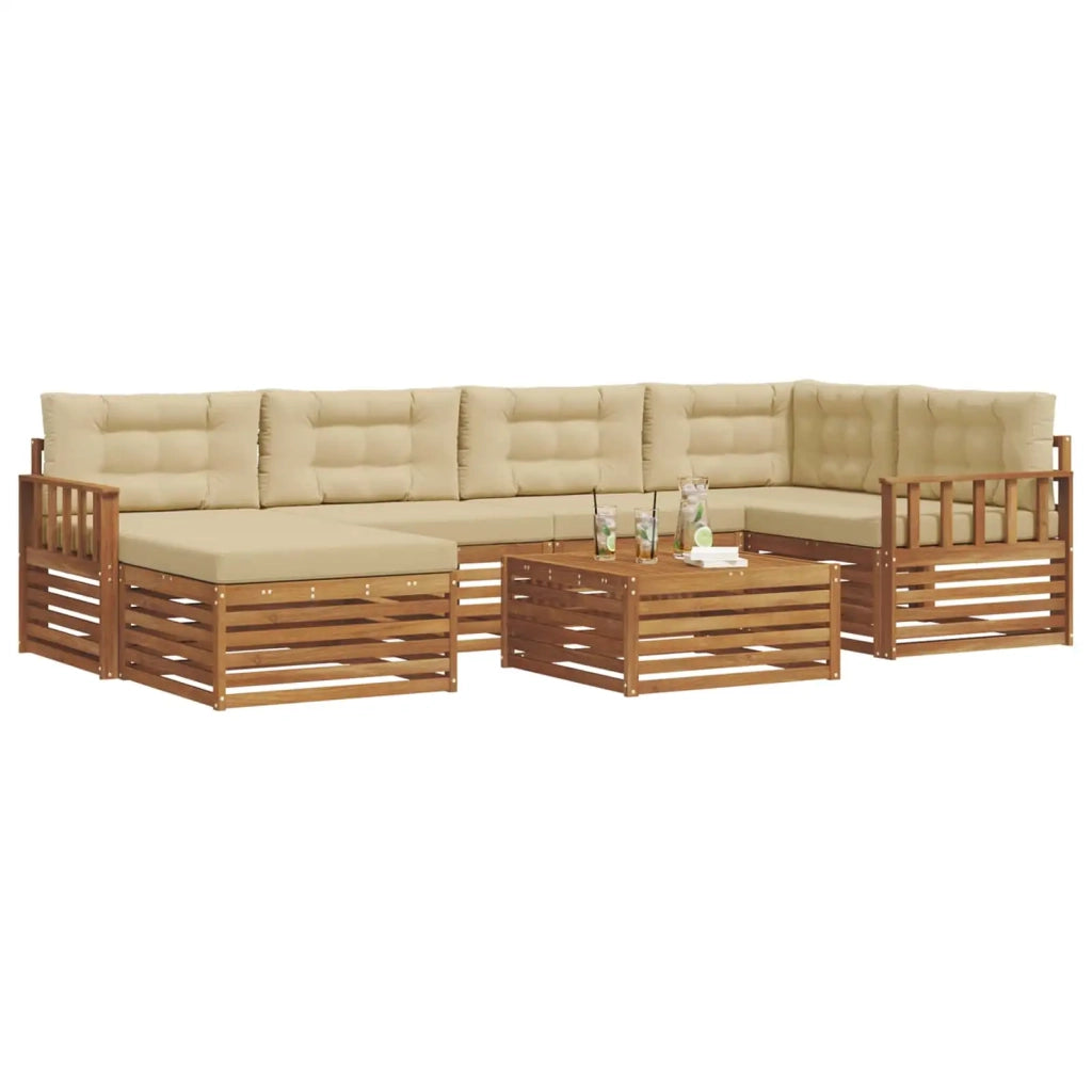 Set di divani da esterno con cuscino 7 pcs Naturale e Beige 3373773