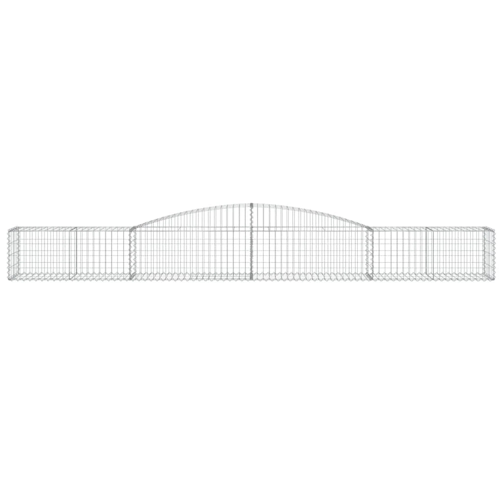 Cestini gabbioni recinzione a gabbia muro di contenimento ad arco 5 pezzi 400 x 50 x 40/60 cm ferro zincato argento 02_0040951