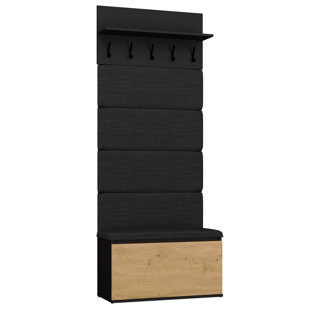 Appendiabiti + mobile LIOR nero / rovere artisan per ingresso