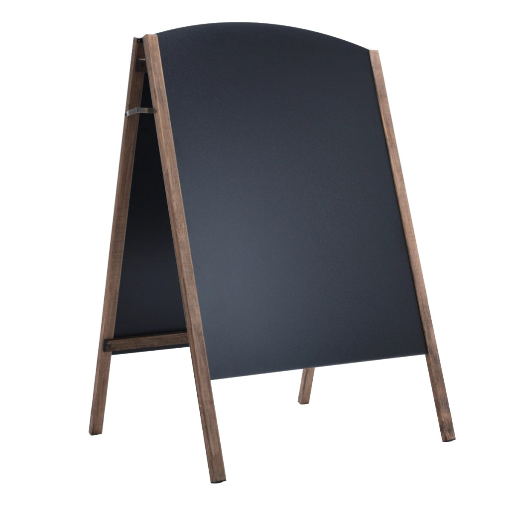 Lavagna cavalletto da esterno in legno pieghevole-Lavagna nera da terra 2 lati per ristorante 101x60cm